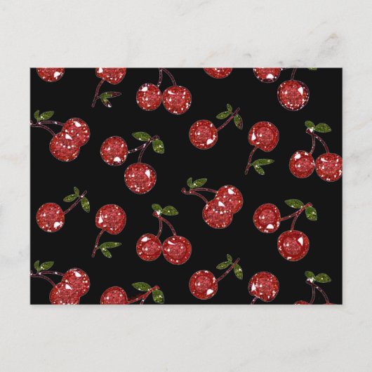 RAB Rockabilly Zeer Cherry Cherry Cherries op zwar Briefkaart (Voorkant)