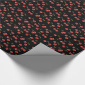 RAB Rockabilly Zeer Cherry Cherry Cherries op zwar Cadeaupapier (Hoek)