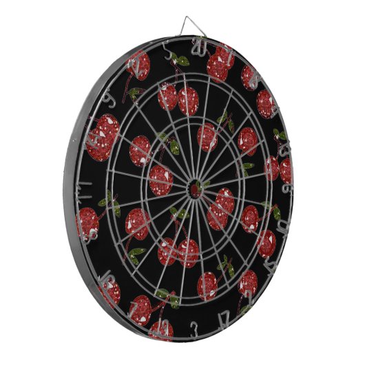 RAB Rockabilly Zeer Cherry Cherry Cherries op zwar Dartbord (Voorkant Links)