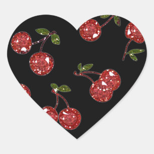 RAB Rockabilly Zeer Cherry Cherry Cherries op zwar Hart Sticker