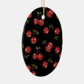 RAB Rockabilly Zeer Cherry Cherry Cherries op zwar Keramisch Ornament (Rechts)