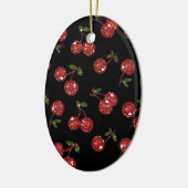 RAB Rockabilly Zeer Cherry Cherry Cherries op zwar Keramisch Ornament (Links)