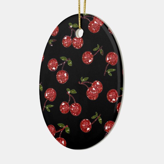 RAB Rockabilly Zeer Cherry Cherry Cherries op zwar Keramisch Ornament (Links)