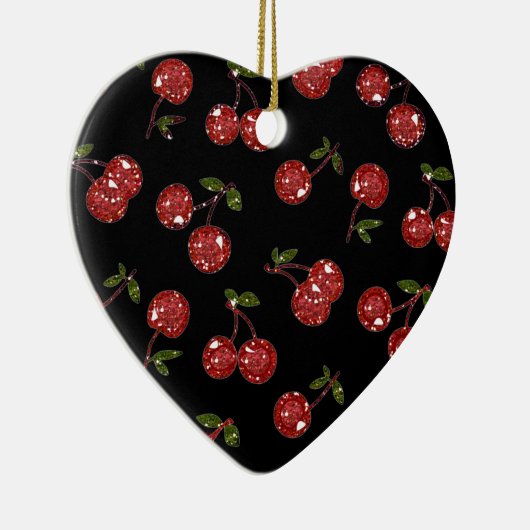 RAB Rockabilly Zeer Cherry Cherry Cherries op zwar Keramisch Ornament (Rechts)