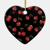 RAB Rockabilly Zeer Cherry Cherry Cherries op zwar Keramisch Ornament (Voorkant)