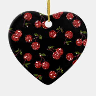 RAB Rockabilly Zeer Cherry Cherry Cherries op zwar Keramisch Ornament