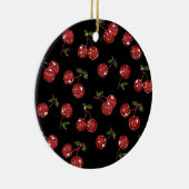 RAB Rockabilly Zeer Cherry Cherry Cherries op zwar Keramisch Ornament (Rechts)