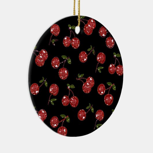 RAB Rockabilly Zeer Cherry Cherry Cherries op zwar Keramisch Ornament (Rechts)