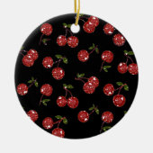 RAB Rockabilly Zeer Cherry Cherry Cherries op zwar Keramisch Ornament (Voorkant)