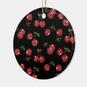 RAB Rockabilly Zeer Cherry Cherry Cherries op zwar Keramisch Ornament (Links)