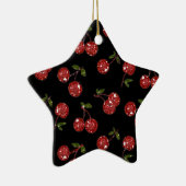 RAB Rockabilly Zeer Cherry Cherry Cherries op zwar Keramisch Ornament (Rechts)