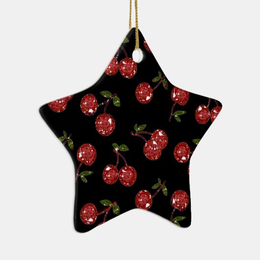 RAB Rockabilly Zeer Cherry Cherry Cherries op zwar Keramisch Ornament (Rechts)