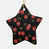 RAB Rockabilly Zeer Cherry Cherry Cherries op zwar Keramisch Ornament (Links)