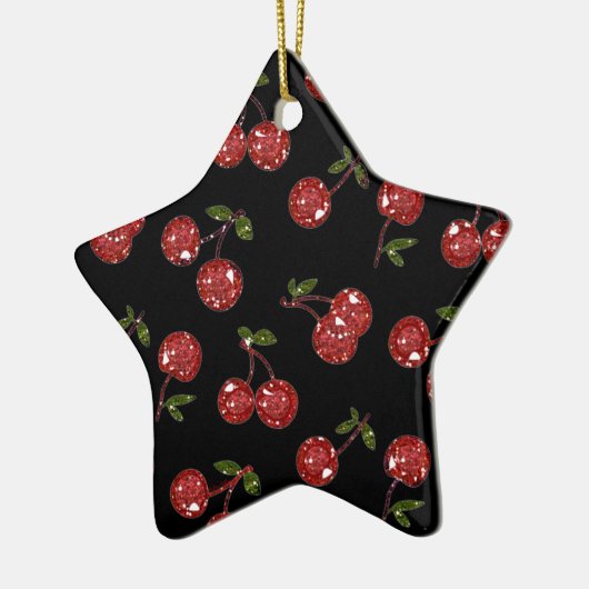 RAB Rockabilly Zeer Cherry Cherry Cherries op zwar Keramisch Ornament (Links)