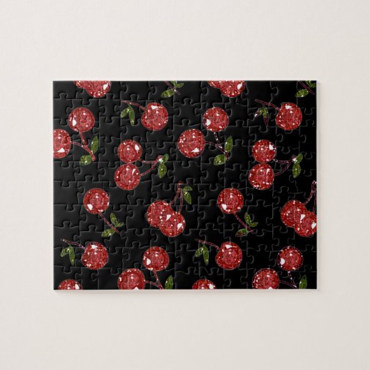 RAB Rockabilly Zeer Cherry Cherry Cherries op zwar Legpuzzel (Horizontaal)