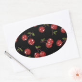RAB Rockabilly Zeer Cherry Cherry Cherries op zwar Ovale Sticker (Envelop)
