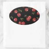 RAB Rockabilly Zeer Cherry Cherry Cherries op zwar Ovale Sticker (Tas)