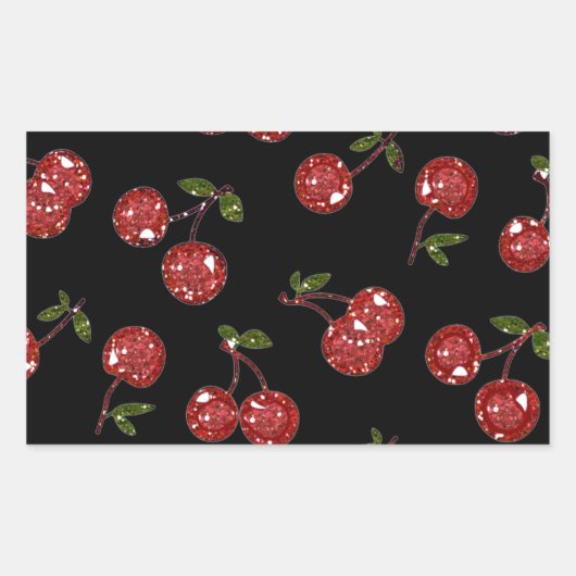 RAB Rockabilly Zeer Cherry Cherry Cherries op zwar Rechthoekige Sticker (Voorkant)