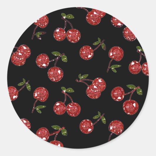 RAB Rockabilly Zeer Cherry Cherry Cherries op zwar Ronde Sticker (Voorkant)