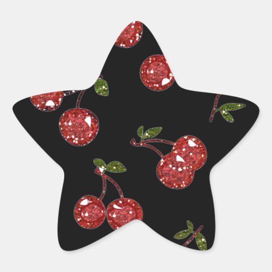 RAB Rockabilly Zeer Cherry Cherry Cherries op zwar Ster Sticker (Voorkant)