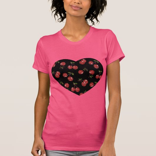 RAB Rockabilly Zeer Cherry Cherry Cherries op zwar T-shirt (Voorkant)