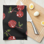 RAB Rockabilly Zeer Cherry Cherry Cherries op zwar Theedoek (Quarter Fold)