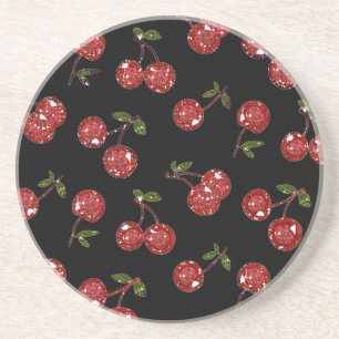 RAB Rockabilly Zeer Cherry Cherry Cherries op zwar Zandsteen Onderzetter