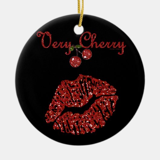 RAB Rockabilly Zeer Cherry Kiss Keramisch Ornament (Voorkant)