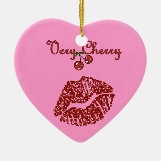 RAB Rockabilly Zeer Cherry Kiss Keramisch Ornament (Voorkant)