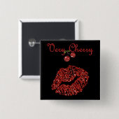 RAB Rockabilly Zeer Cherry Kiss Vierkante Button 5,1 Cm (Voorkant /achterkant)