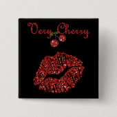 RAB Rockabilly Zeer Cherry Kiss Vierkante Button 5,1 Cm (Voorkant)