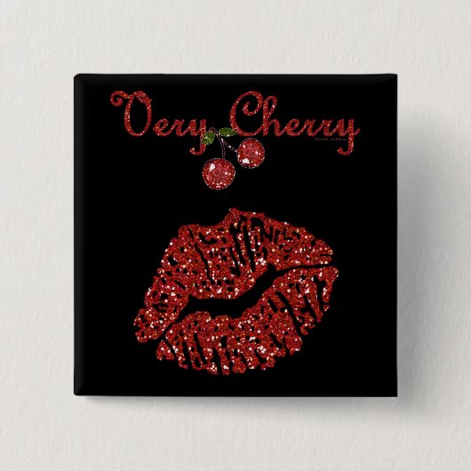 RAB Rockabilly Zeer Cherry Kiss Vierkante Button 5,1 Cm (Voorkant)