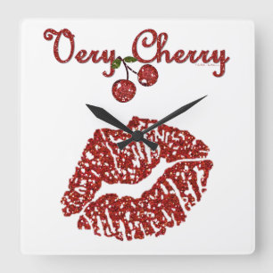 RAB Rockabilly Zeer Cherry Kiss Vierkante Klok