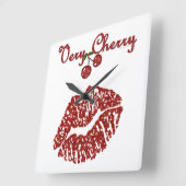 RAB Rockabilly Zeer Cherry Kiss Vierkante Klok (Hoek)