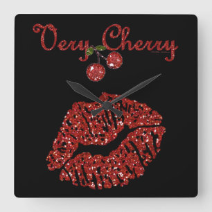 RAB Rockabilly Zeer Cherry Kiss Vierkante Klok