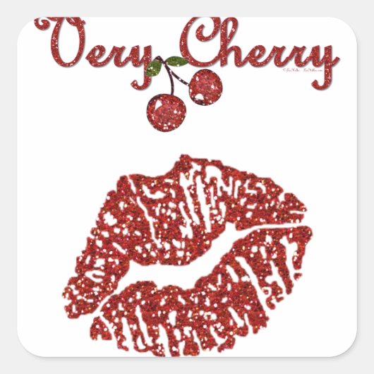 RAB Rockabilly Zeer Cherry Kiss Vierkante Sticker (Voorkant)