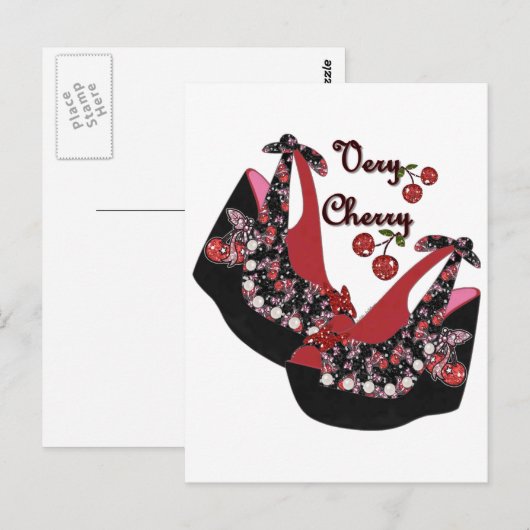 RAB Rockabilly Zeer Cherry Shoes Briefkaart (Voorkant / Achterkant)
