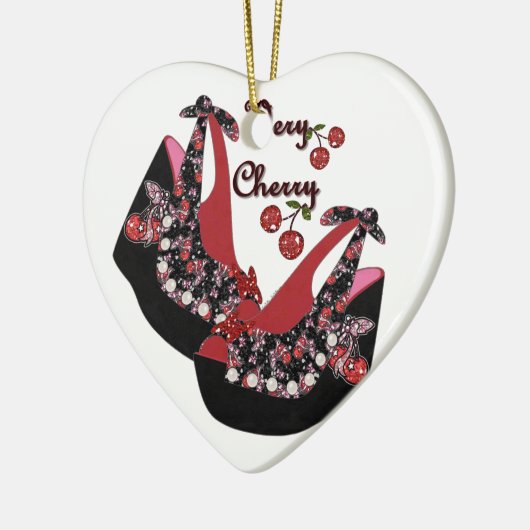 RAB Rockabilly Zeer Cherry Shoes Keramisch Ornament (Links)