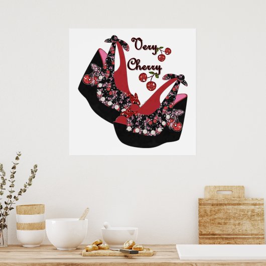 RAB Rockabilly Zeer Cherry Shoes Poster (Keuken)