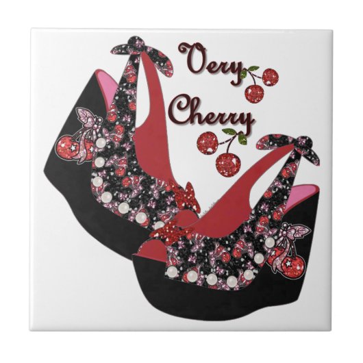 RAB Rockabilly Zeer Cherry Shoes Tegeltje (Voorkant)