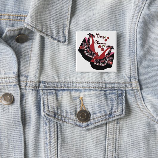 RAB Rockabilly Zeer Cherry Shoes Vierkante Button 5,1 Cm (In situ)