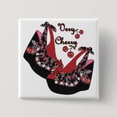 RAB Rockabilly Zeer Cherry Shoes Vierkante Button 5,1 Cm (Voorkant)