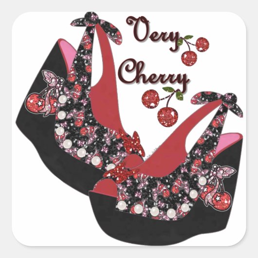 RAB Rockabilly Zeer Cherry Shoes Vierkante Sticker (Voorkant)