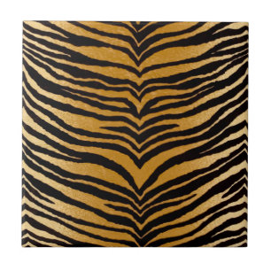 RAB Rockabilly Zwart en Goud Tijgerprint Tegeltje