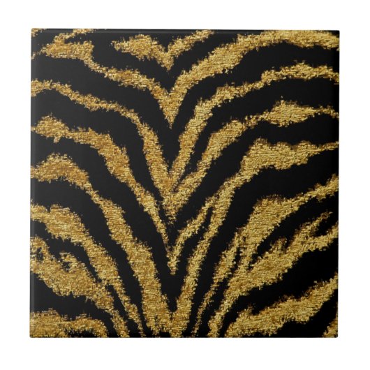 RAB Rockabilly Zwart Goud Luipaardprint Tegels Tegeltje (Voorkant)