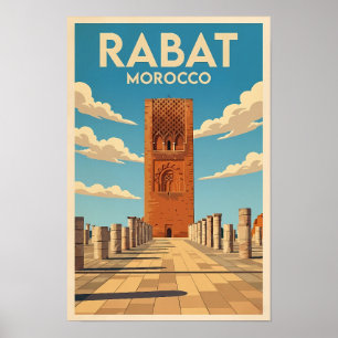 Rabat Marokko Illustratie Reis Kunst Vintage Poster