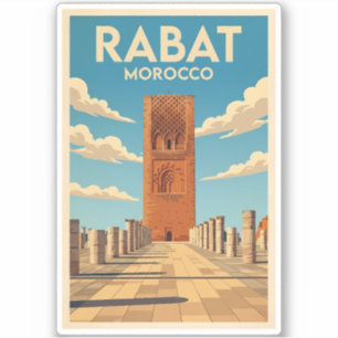 Rabat Marokko Illustratie Reis Kunst Vintage Sticker
