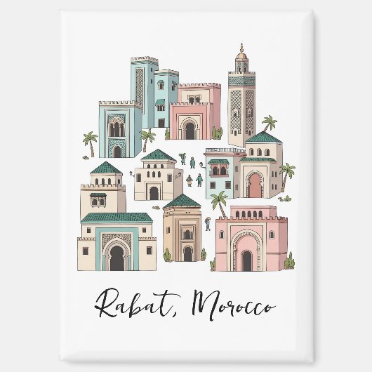 Rabat Marokko Reisansichtkaart Magneet (Voorkant)