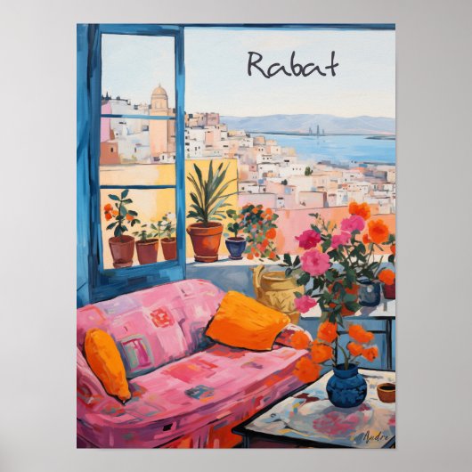 Rabat Marokko Reizen Stad Schilderen Esthetisch Poster (Voorkant)