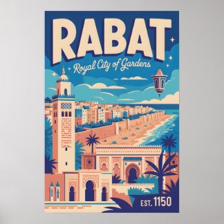 Rabat Marokko Retro Reisposter Kunstprint Poster